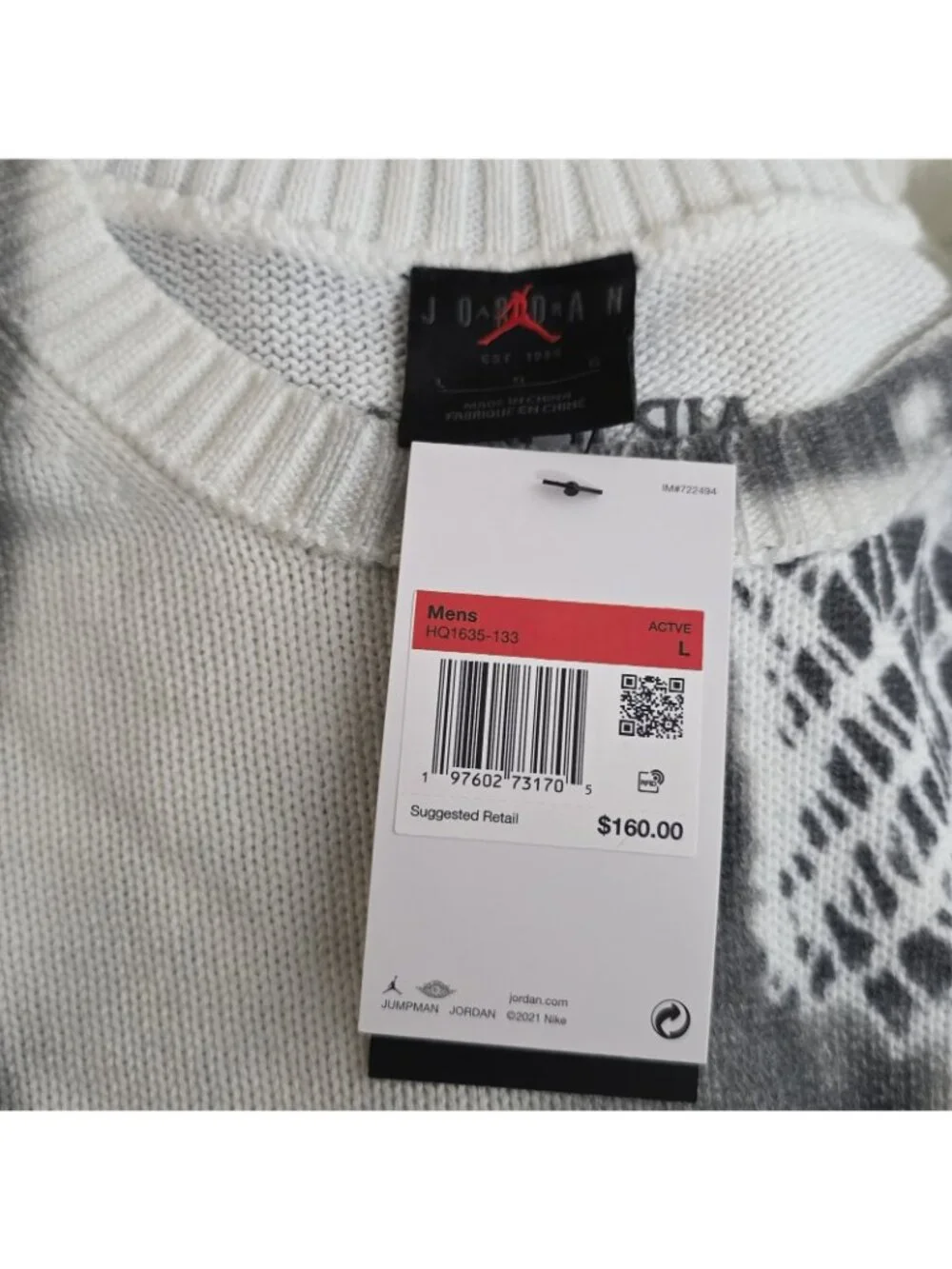 Jordan Flight Heritage Knit Sweater Sail Black Michael Jordan HQ1635-133 Men's L